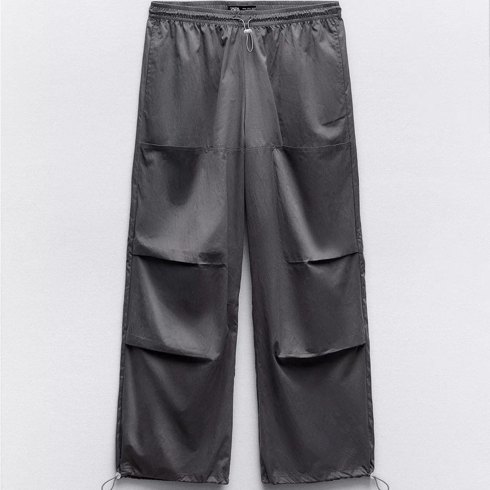 Women nylon cargo Gray Pants
